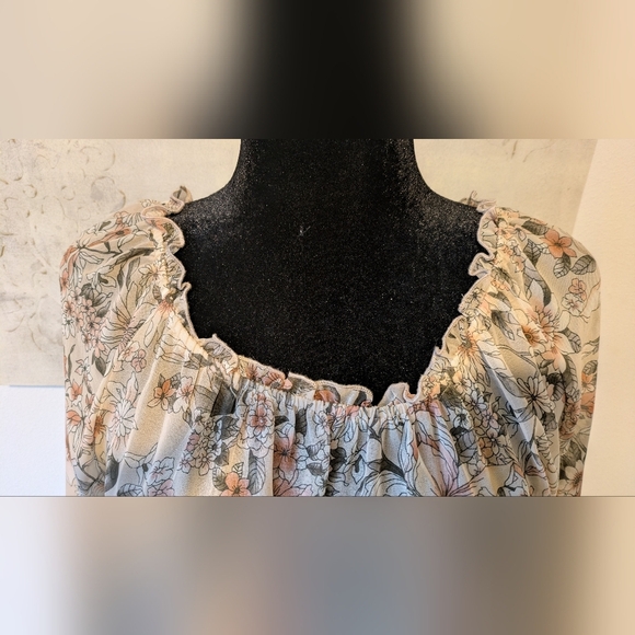 Kate and Lily Floral Sheer Boho Tiered Sun maxi Dress size 14 xl, off shoulder - Picture 5 of 13